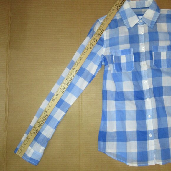 🌟 Aéropostale Blue & White Gingham Button-Up Shirt | Size Small | NWT - Picture 5 of 11